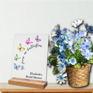 He Gives Me Butterflies Bridal Shower Acrylic Sign
