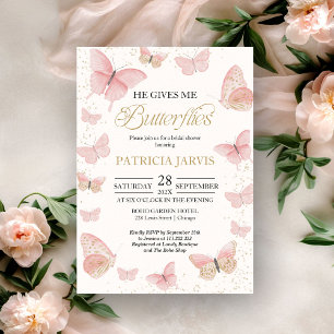 He Gives Me Butterflies Bridal Shower Invitation