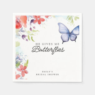 He Gives Me Butterflies Bridal Shower Napkin