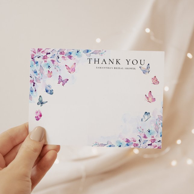 He Gives Me Butterflies Bridal Shower Thank You Card (Creator Uploaded)