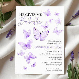 He Gives Me Butterflies Lavender Bridal Shower  Invitation