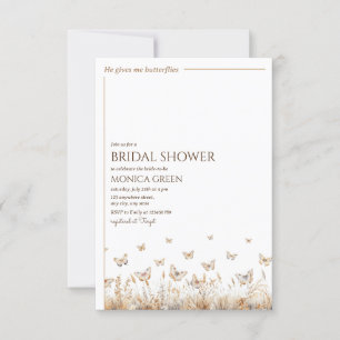 He gives me butterflies Minimalist Bridal Shower Invitation