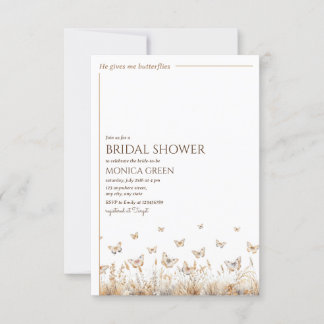 He gives me butterflies Minimalist Bridal Shower  Invitation