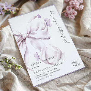 He Gives Me Butterflies Purple Bow Bridal Shower Invitation