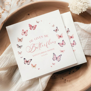 He Gives Me Butterflies Soft Pink Bridal Shower Napkin