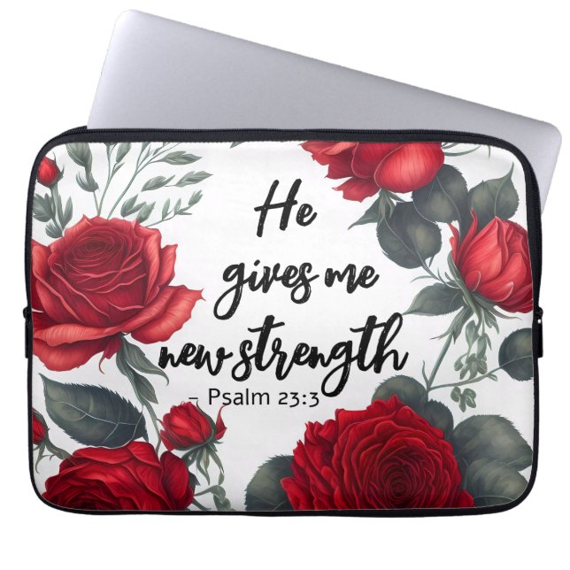 He Gives Me New Strength Laptop Sleeve (Front)