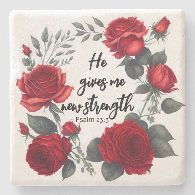 He Gives Me New Strength Stone Coaster (Front)