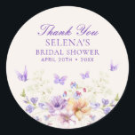 He Gives Purple Butterflies Thank You Bridal Showe Classic Round Sticker<br><div class="desc">He Gives Purple Butterflies Thank You Bridal Showe Classic Round Sticker. Matching items available.</div>