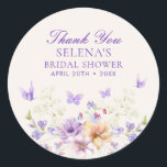 He Gives Purple Butterflies Thank You Bridal Showe Classic Round Sticker<br><div class="desc">He Gives Purple Butterflies Thank You Bridal Showe Classic Round Sticker. Matching items available.</div>