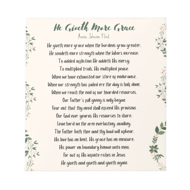 He Giveth More Grace Notepad (Front)