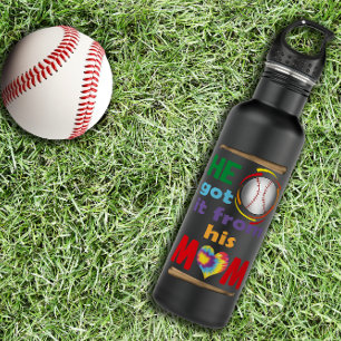 He Got It From His Mum, Baseball Proud Mother 710 Ml Water Bottle