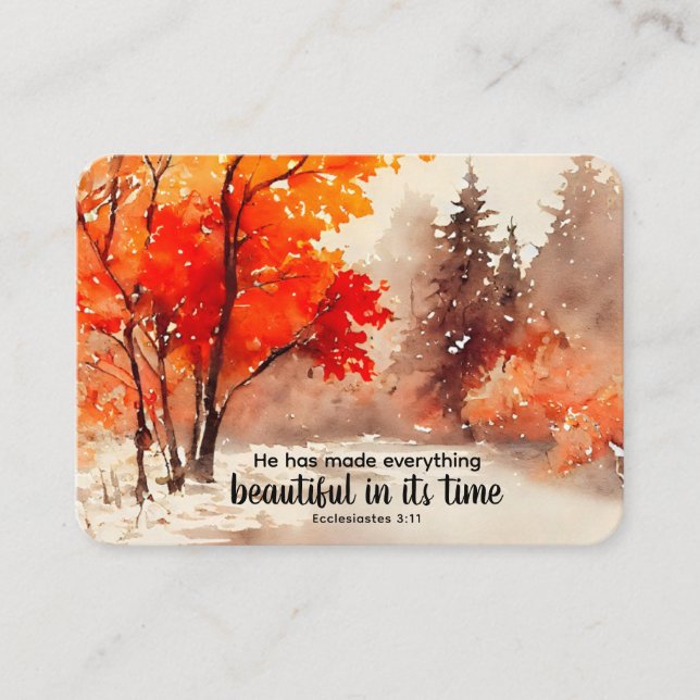 He has made everything beautiful Bible Fall Trees Business Card (Front)
