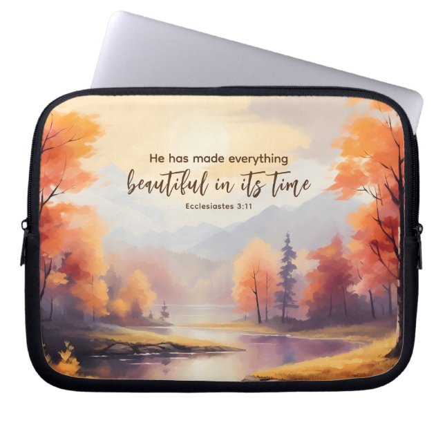 He has made everything beautiful Bible Fall Trees Laptop Sleeve (Front)
