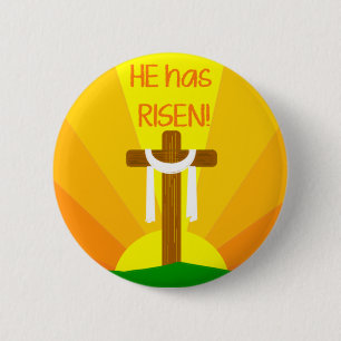 He Has Risen 6 Cm Round Badge