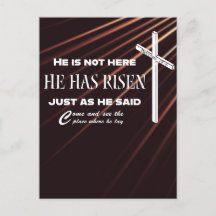 "He Has Risen" Bible Verse Christian Postcard