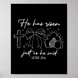 He Has Risen Easter Christian Bible Verse Coquette Poster