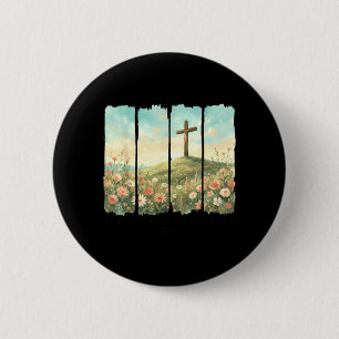 He Has Risen Easter Cross Matthew 28_6 Christian 6 Cm Round Badge