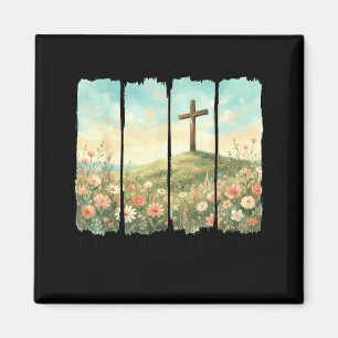 He Has Risen Easter Cross Matthew 28_6 Christian Magnet