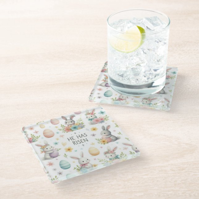 He Has Risen Glass Coaster (Angled)