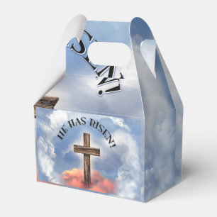 He Has Risen Rugged Cross With Clouds Favour Box