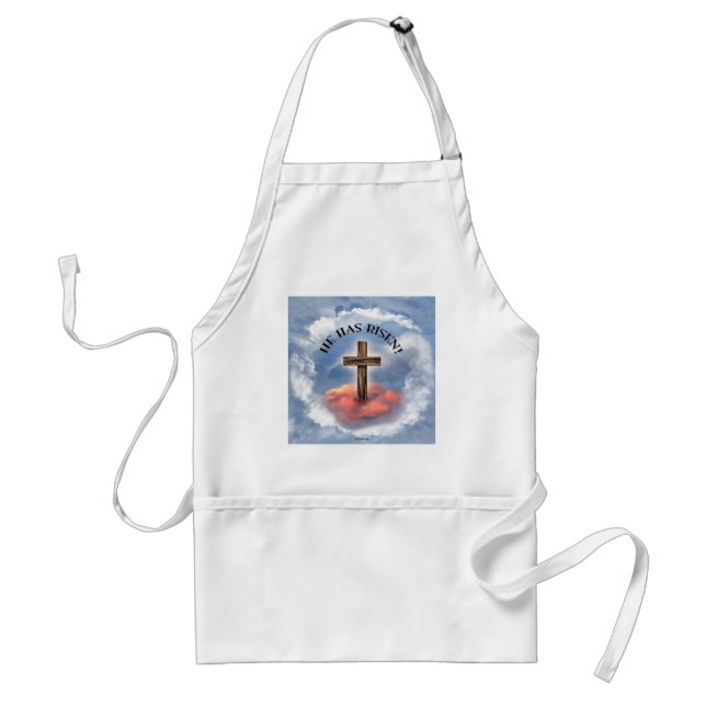 He Has Risen Rugged Cross With Clouds Standard Apron (Front)
