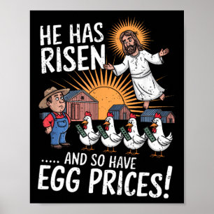 He Has Risen So Have Egg Prices Funny Easter Egg P Poster