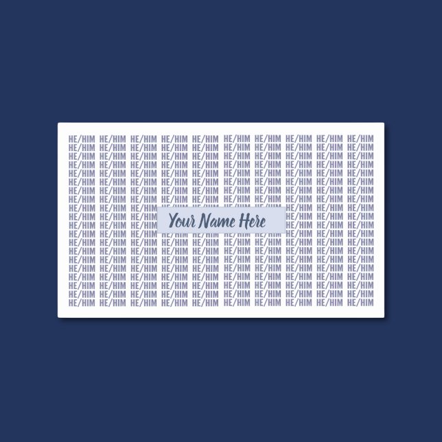 He Him Gender Pronouns in Blue Repeat Rectangular Sticker (Creator Uploaded)