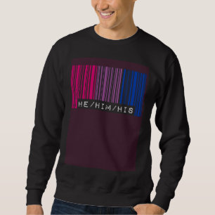 He Him His Pronouns Bisexual Pride Flag Barcode Ae Sweatshirt