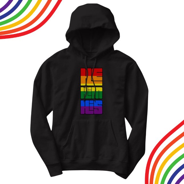He Him His Pronouns Vertical Rainbow Design Hoodie (Creator Uploaded)