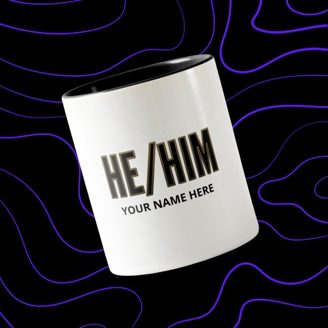 He Him Personaliized Two-Tone Coffee Mug (Creator Uploaded)