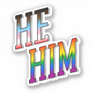 He/Him Progress Pride Sticker