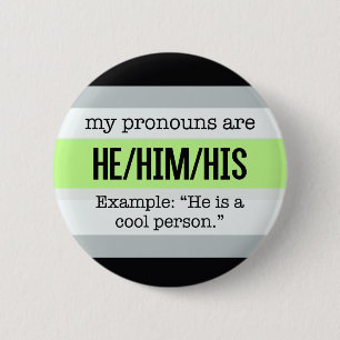 He/Him Pronouns – Agender Flag 6 Cm Round Badge