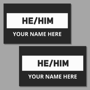 He Him Pronouns Black and White Rectangular Sticker