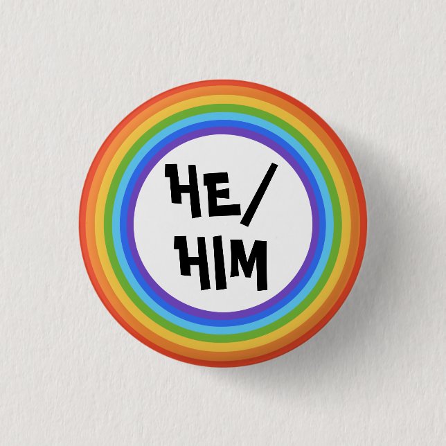 HE/HIM Pronouns Rainbow Circle 3 Cm Round Badge (Front)