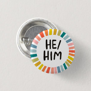 HE/HIM Pronouns Rainbow Soft Circle Ring 3 Cm Round Badge