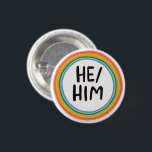 HE/HIM Pronouns Rainbow Soft Circle Ring 3 Cm Round Badge<br><div class="desc">Decorate your outfit with this cool art button. You can customise it and add text too. Check my shop for lots more colours and patterns! Let me know if you'd like something custom too.</div>