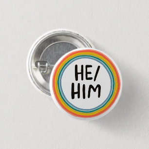 HE/HIM Pronouns Rainbow Soft Circle Ring 3 Cm Round Badge
