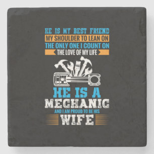 He Is A Mechanic Stone Coaster