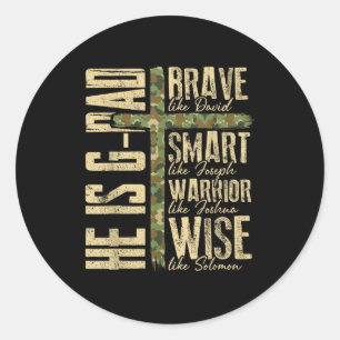 He Is G-dad Camo Religious Father's Day Christian Classic Round Sticker