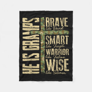 He Is Gramps Camo Religious Father's Day Christian Fleece Blanket