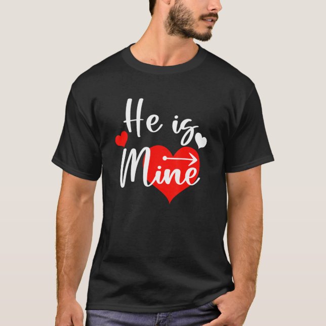 He is Mine Mens She is Mine Matching Couple Valent T-Shirt (Front)