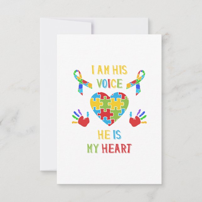 He Is My Heart Autism Thank You Card (Front)