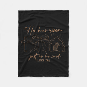 He Is Not Here He Has Risen Christian Cross Jesus Fleece Blanket