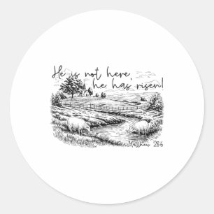 He Is Not Here He Is Risen Jesus Christian Cross V Classic Round Sticker