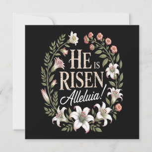 He Is Risen Alleluia Floral Christian Easter Invitation