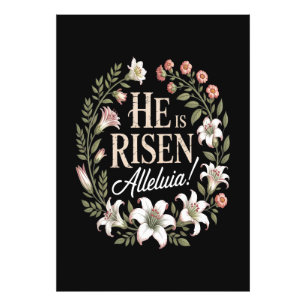 He Is Risen Alleluia Floral Christian Easter Photo Print
