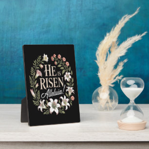 He Is Risen Alleluia Floral Christian Easter Plaque