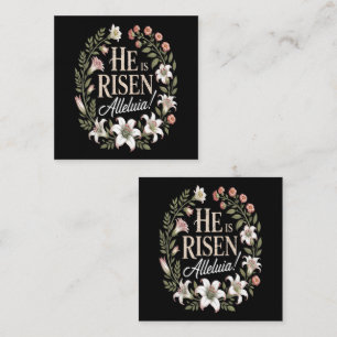 He Is Risen Alleluia Floral Christian Easter Square Business Card