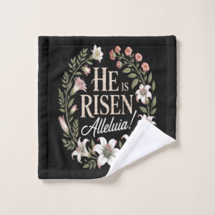 He Is Risen Alleluia Floral Christian Easter Wash Cloth