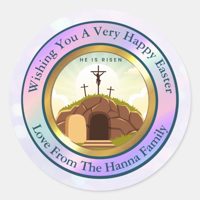 He is Risen and Celebration of Resurrection Sunday Classic Round Sticker (Front)